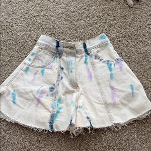 IRO Tie-Dye Denim Skorts in Blue and Purple